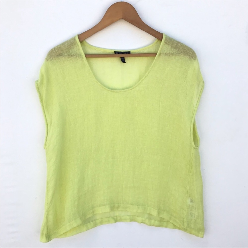 Eileen Fisher Sunny Yellow Top 100% Organic Linen